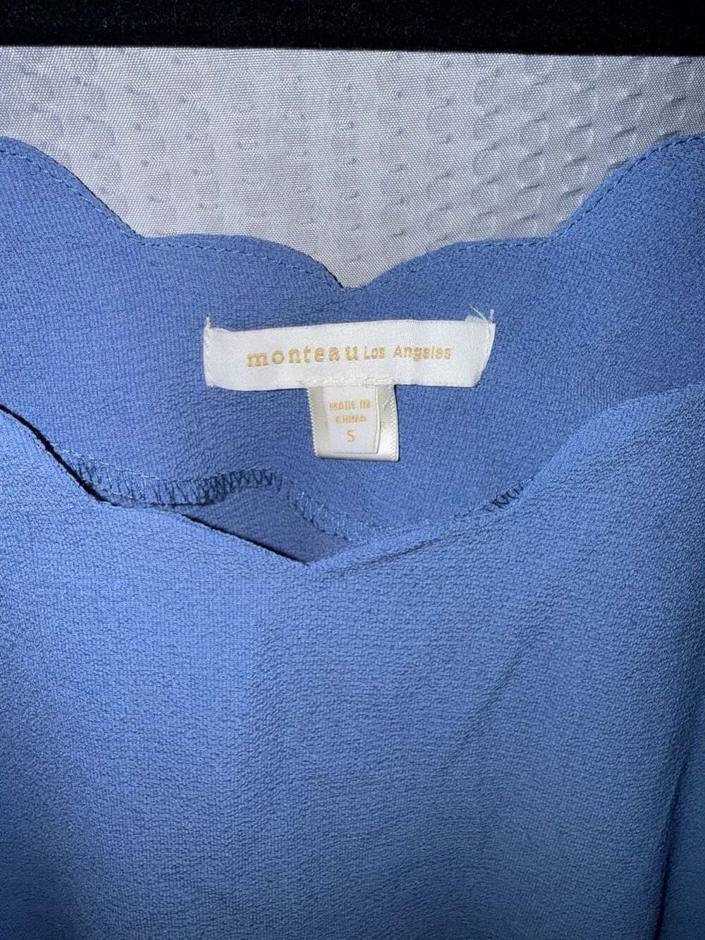 Monteau Los Angeles Scalloped Cold Shoulder Cami Top in Periwinkle Blue - Picture 2 of 2